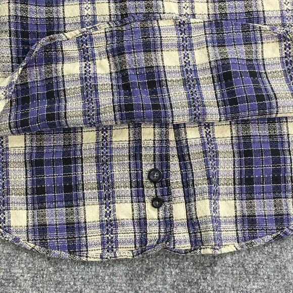 VTG Dockers Button Up Shirt Women’s Small Windowpane Plaid Long Sleeves‎ Cotton - Picture 5 of 12